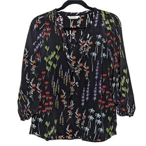 Tucker The Long Tie Blouse After the Rain in Crepe de Chine Silk Top Floral